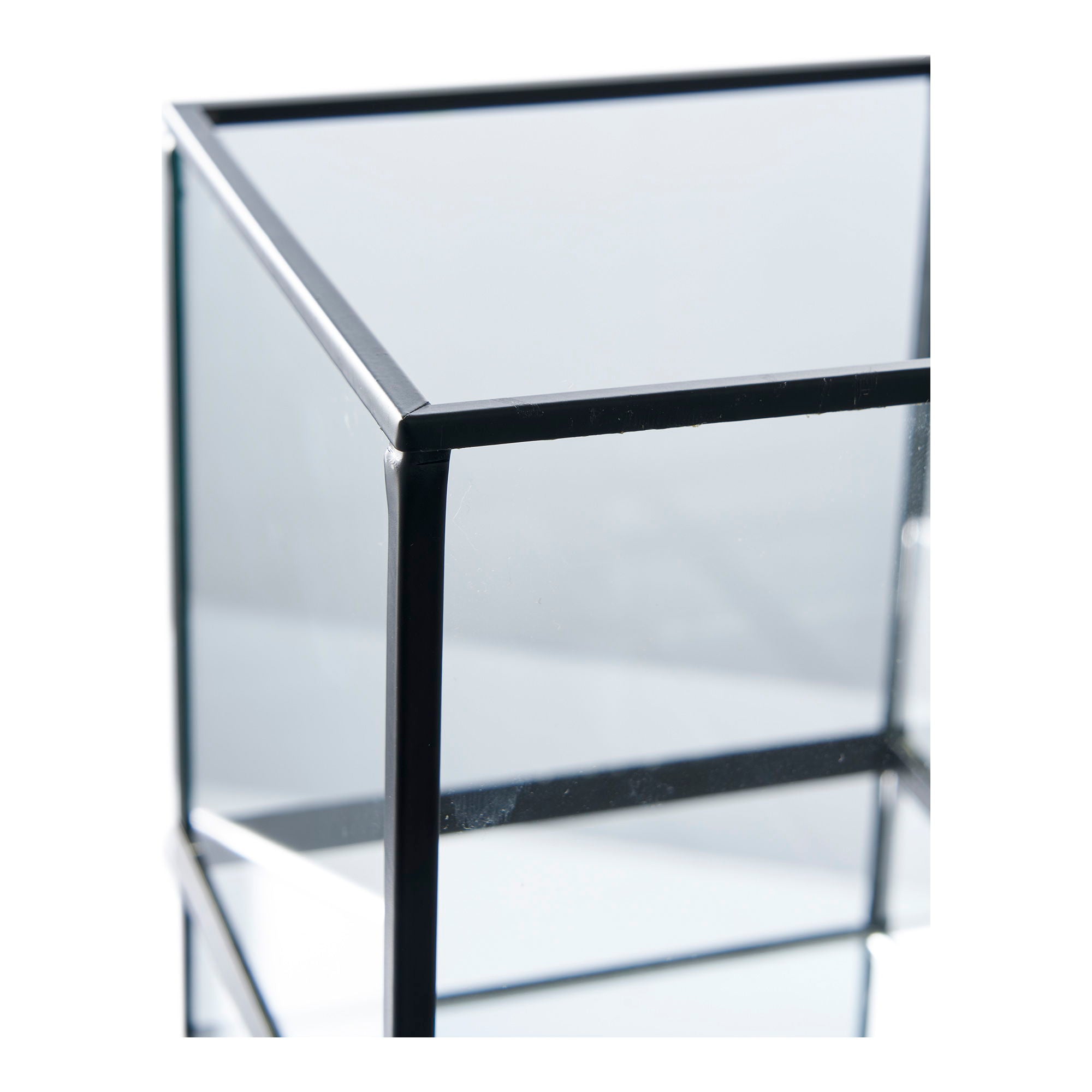 Hurricane Kerzenhalter – Glas & Metall, schwarz, 12×12×15 cm